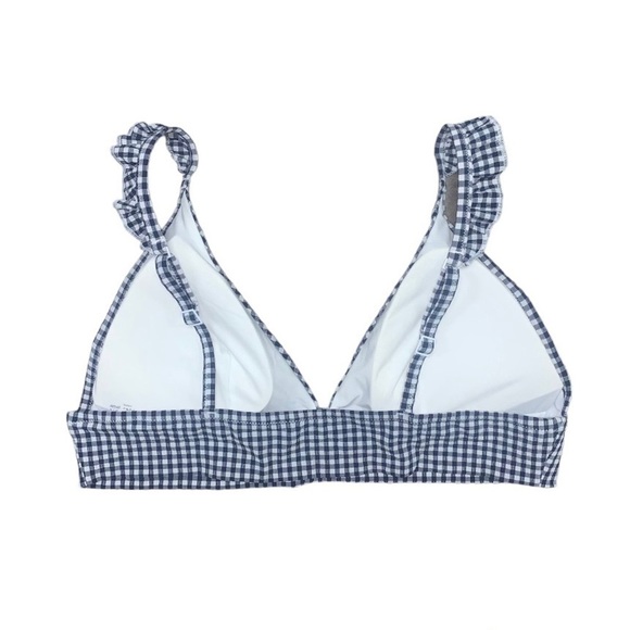 Aerie Ruffle‎ Triangle Bikini Top Women's Size Extra Large Gingham  Blue White - Picture 3 of 7